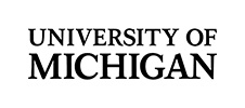 Black all caps Michigan logo font in big letters with the words University of above it in all caps at a smaller size.
